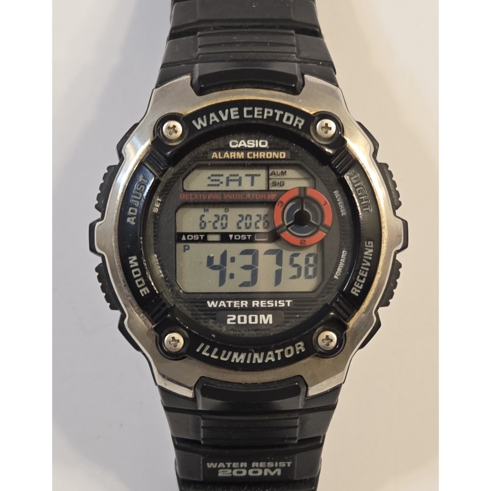 CASIO Wave Ceptor WV-200A (3140) Atomic Timekeeping Works Tested New Battery